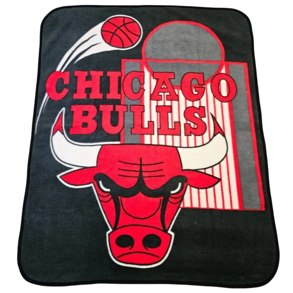 Chicago Bulls Blanket Retro 90s Thick Fleece Made In Spain ‎ 49x59